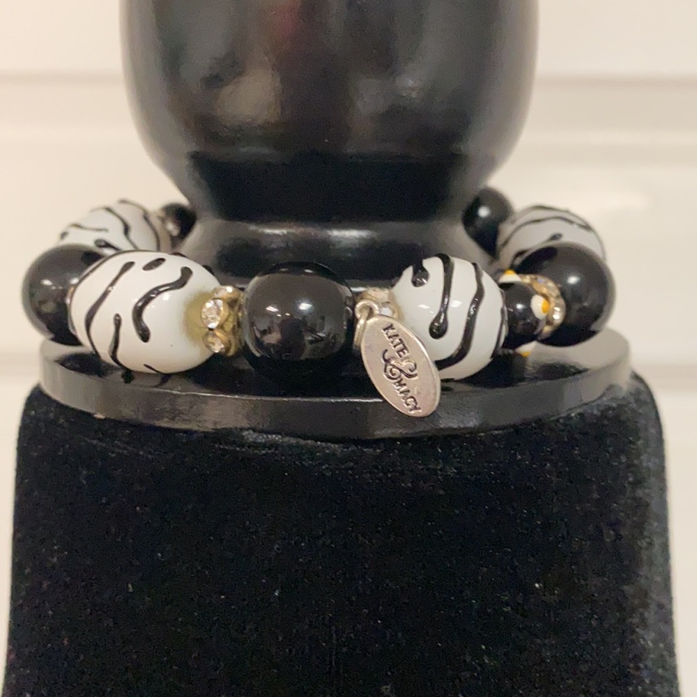 Kate & Macy blk, rhinestone&zebra pattern bracelet